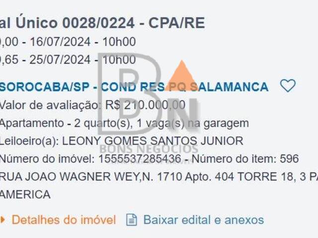 #19 - Apartamento para Venda em Sorocaba - SP - 1